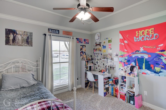 5310 Lucerne Ln, Bossier City, LA 71112 - carpeted bedroom featuring ceiling fan and ornamental molding