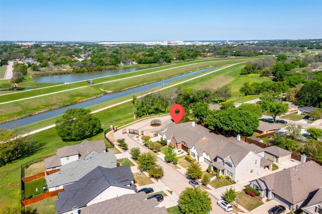 5220 Scott Rd, Fort Worth, TX 76114 - aerial perspective of suburban area featuring a large body of water and a tree filled landscape