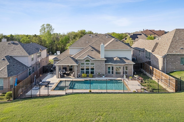 619 Southwestern Dr, Rockwall, TX 75087 - view of pool featuring a fenced backyard, a patio area, a pool with connected hot tub, and outdoor lounge area
