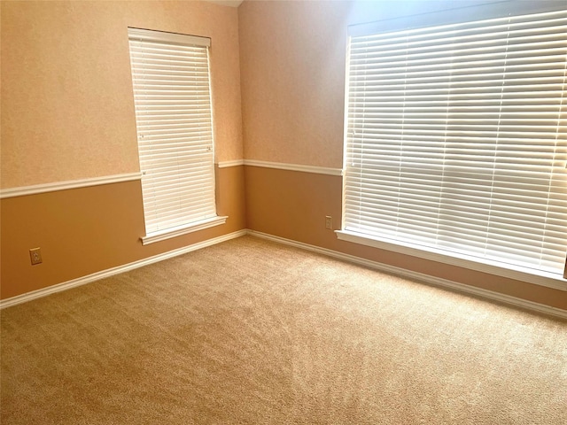 carpeted empty room with baseboards