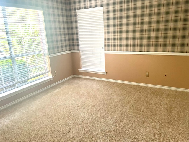 spare room with carpet floors and baseboards