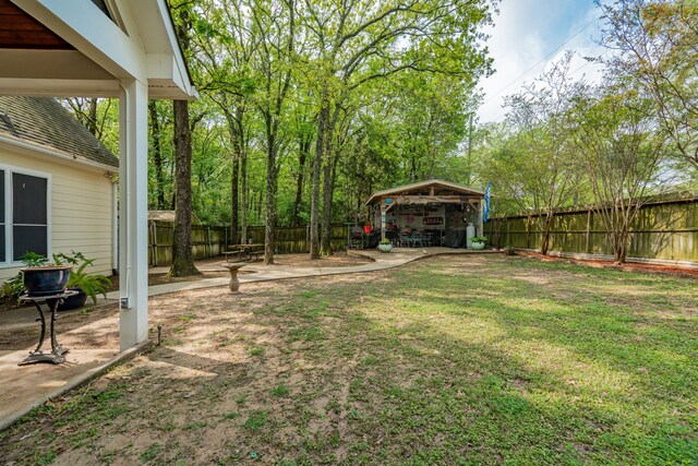 view of yard featuring a patio and a fenced backyard