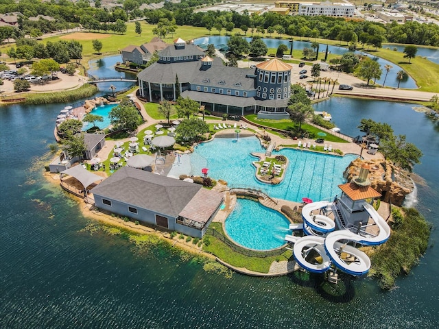 1236 Spanish Moss Dr, Savannah, TX 76227 - bird's eye view of a pool area and a nearby body of water