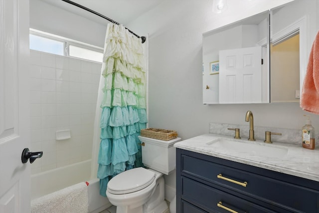1236 Spanish Moss Dr, Savannah, TX 76227 - full bathroom featuring toilet, shower / bath combo with shower curtain, and vanity