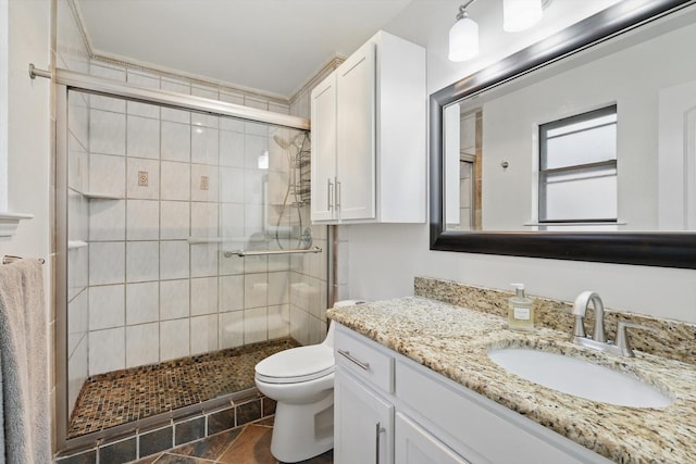 1119 Mockingbird Dr, Grapevine, TX 76051 - full bathroom with vanity, a stall shower, and toilet