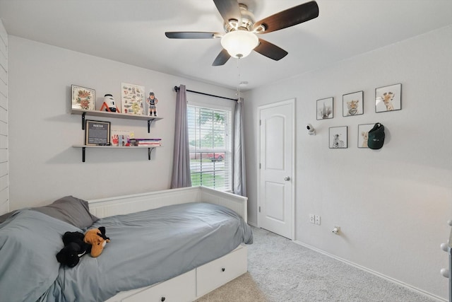 1119 Mockingbird Dr, Grapevine, TX 76051 - bedroom with carpet floors, a ceiling fan, and baseboards