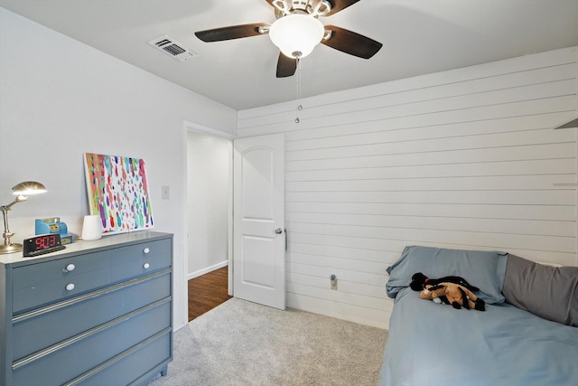 1119 Mockingbird Dr, Grapevine, TX 76051 - bedroom featuring visible vents, a ceiling fan, and carpet floors