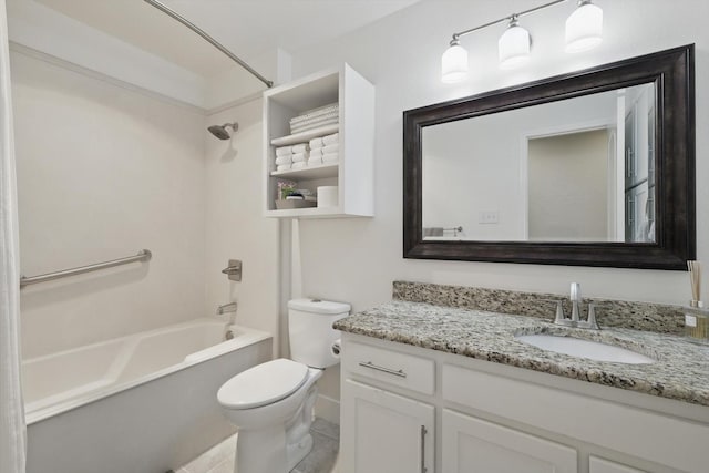 1119 Mockingbird Dr, Grapevine, TX 76051 - bathroom with tile patterned flooring, vanity, baseboards, toilet, and tub / shower combination