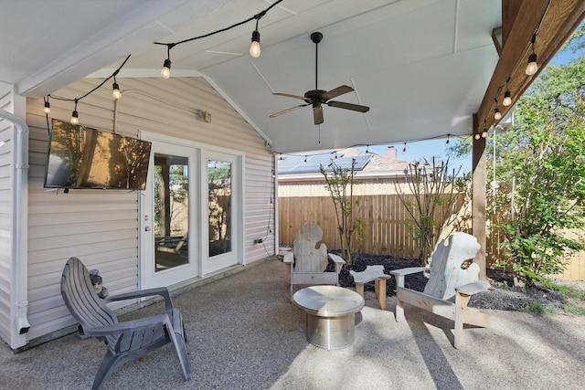 1119 Mockingbird Dr, Grapevine, TX 76051 - view of patio / terrace featuring fence and a ceiling fan