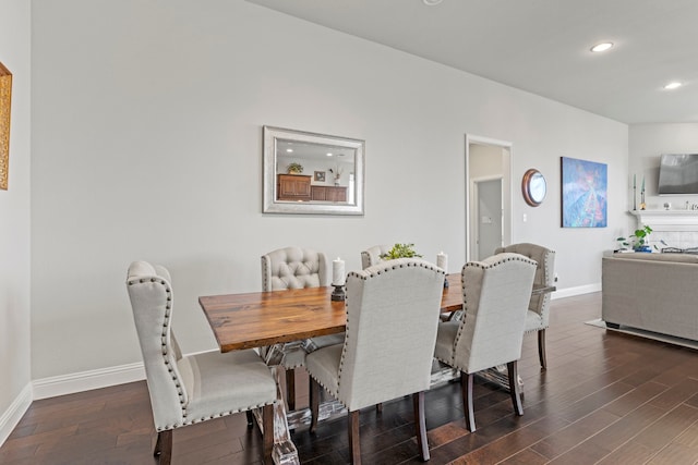 1036 Wedgewood Dr, Forney, TX 75126 - dining space featuring dark wood-style floors, baseboards, and recessed lighting