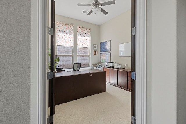 1036 Wedgewood Dr, Forney, TX 75126 - office area featuring ceiling fan and carpet floors