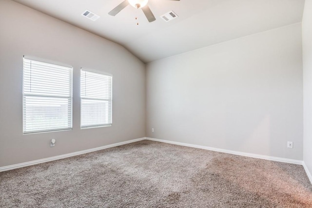 5219 Amistad Ave, Royse City, TX 75189 - unfurnished room with a ceiling fan, carpet flooring, vaulted ceiling, and baseboards