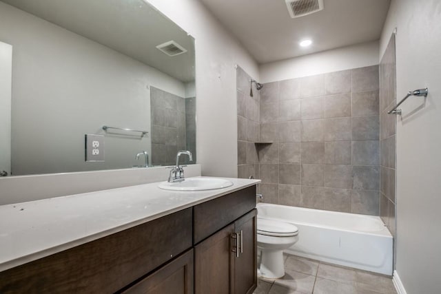 5219 Amistad Ave, Royse City, TX 75189 - bathroom featuring tile patterned flooring, toilet, vanity, shower / bathtub combination, and baseboards