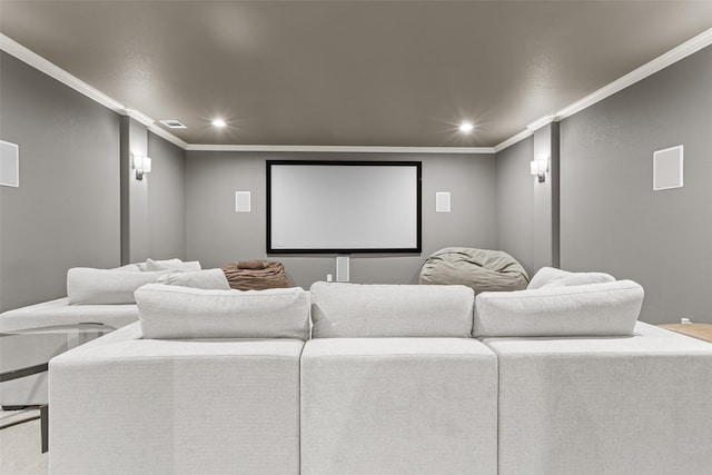 429 S Hampton Ct, Lewisville, TX 75056 - home theater featuring recessed lighting, visible vents, and ornamental molding