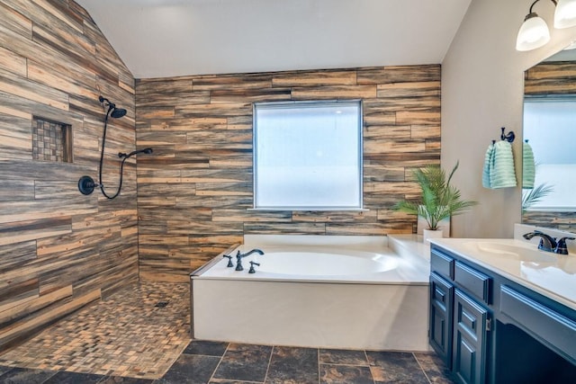 bedroom featuring dark wood-type flooring, multiple windows, and vaulted ceiling