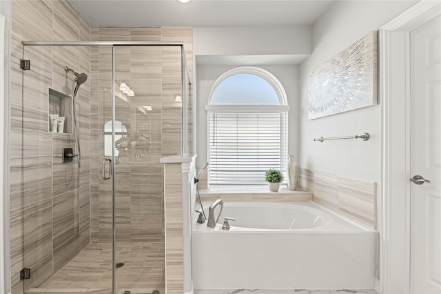 1036 Rutherford St, Frisco, TX 75036 - full bathroom with a bath, a stall shower, and recessed lighting