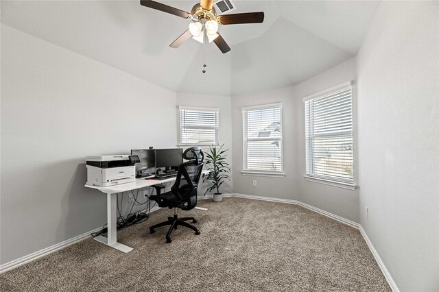 1036 Rutherford St, Frisco, TX 75036 - office area featuring plenty of natural light, ceiling fan, carpet floors, and visible vents