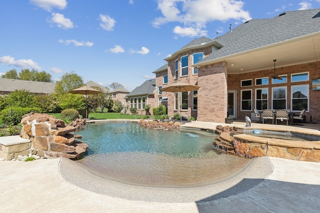 5205 Coral Springs Dr, Flower Mound, TX 75022 - view of swimming pool with a patio area and a pool with connected hot tub