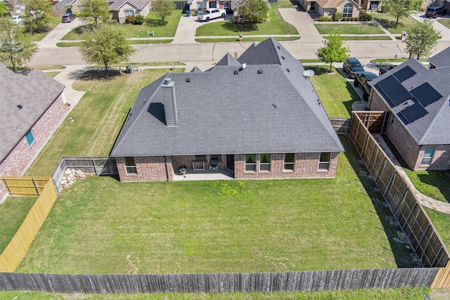 bird's eye view with a residential view