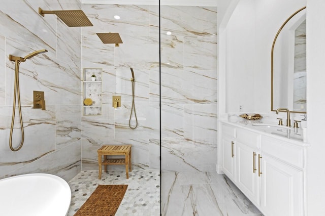 847 Bentwater Pkwy, Grand Prairie, TX 75104 - full bath with a marble finish shower and vanity