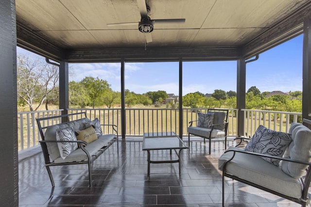 847 Bentwater Pkwy, Grand Prairie, TX 75104 - sunroom / solarium featuring ceiling fan, an outdoor living space, and healthy amount of natural light