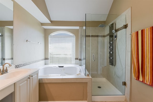 232 Wilshire Dr, Coppell, TX 75019 - full bathroom featuring a stall shower, a garden tub, and vanity