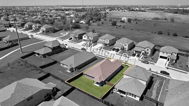 bird's eye view with a residential view