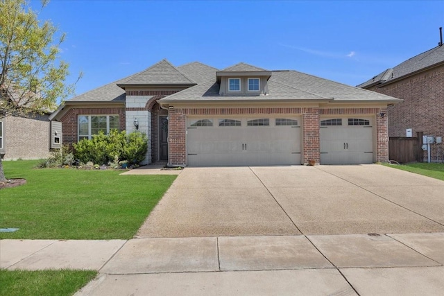 1102 Brigham Dr, Forney, TX 75126 - french provincial home featuring brick siding, a garage, and driveway
