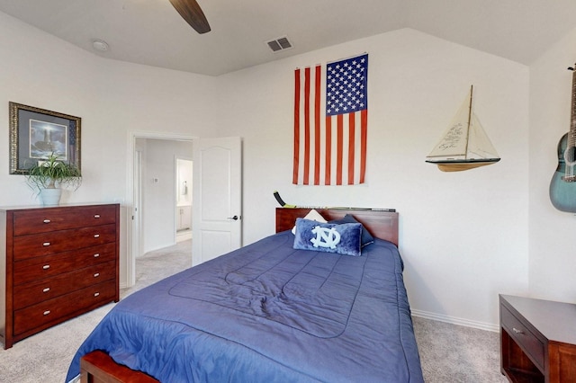 1979 Frediano Ln, Mclendon Chisholm, TX 75032 - bedroom with a ceiling fan, carpet, baseboards, visible vents, and vaulted ceiling