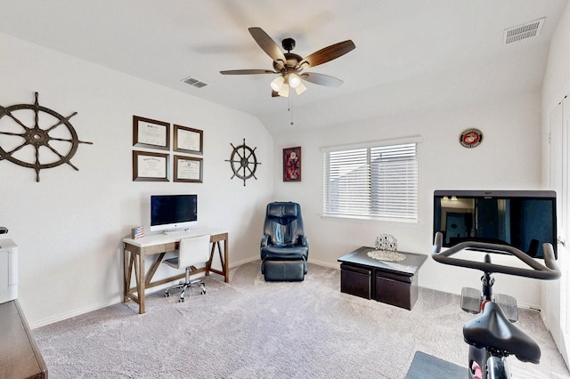 1979 Frediano Ln, Mclendon Chisholm, TX 75032 - office area featuring ceiling fan, carpet floors, baseboards, and visible vents