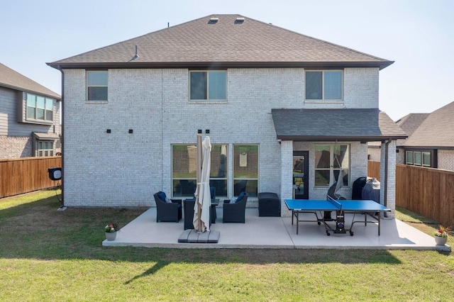 1979 Frediano Ln, Mclendon Chisholm, TX 75032 - rear view of house with a yard, brick siding, roof with shingles, and a fenced backyard
