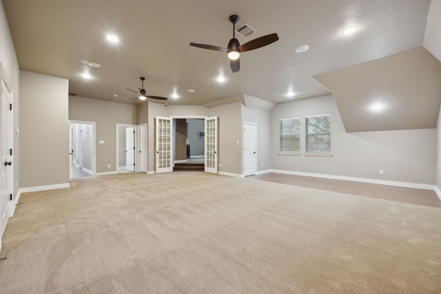 4401 Sorrel Ct, Flower Mound, TX 75028 - unfurnished living room featuring ceiling fan, recessed lighting, light carpet, and baseboards