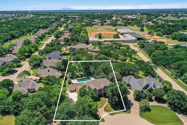 4401 Sorrel Ct, Flower Mound, TX 75028 - aerial perspective of suburban area featuring property boundaries highlighted