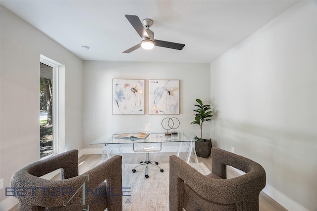 11006 Ferndale Rd, Dallas, TX 75238 - office space featuring wood finished floors, ceiling fan, and baseboards