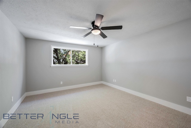 11006 Ferndale Rd, Dallas, TX 75238 - unfurnished room with ceiling fan, carpet flooring, baseboards, and a textured ceiling