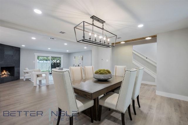 11006 Ferndale Rd, Dallas, TX 75238 - dining area with recessed lighting, visible vents, light wood-type flooring, and baseboards