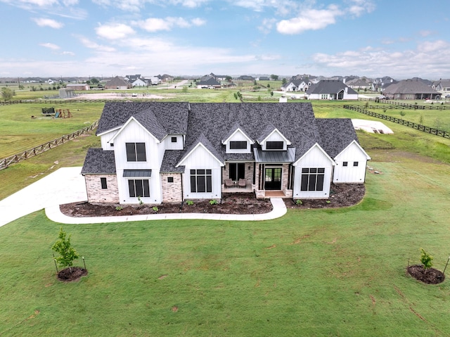 5685 Florance Rd, Northlake, TX 76247 - modern farmhouse style home with board and batten siding, a residential view, and a standing seam roof