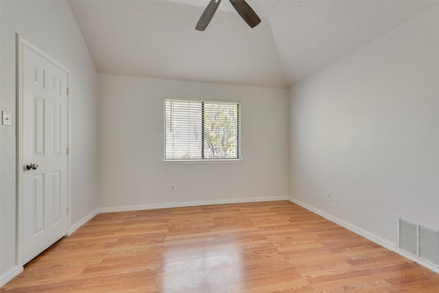 820 Craig Dr, Mesquite, TX 75181 - unfurnished bedroom with light wood finished floors, vaulted ceiling, baseboards, and a ceiling fan
