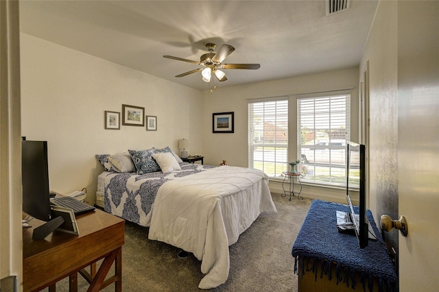 2109 Windy Dr, Garland, TX 75044 - bedroom with carpet, visible vents, and a ceiling fan
