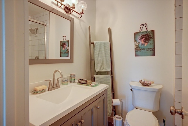 2109 Windy Dr, Garland, TX 75044 - bathroom with toilet, vanity, and walk in shower