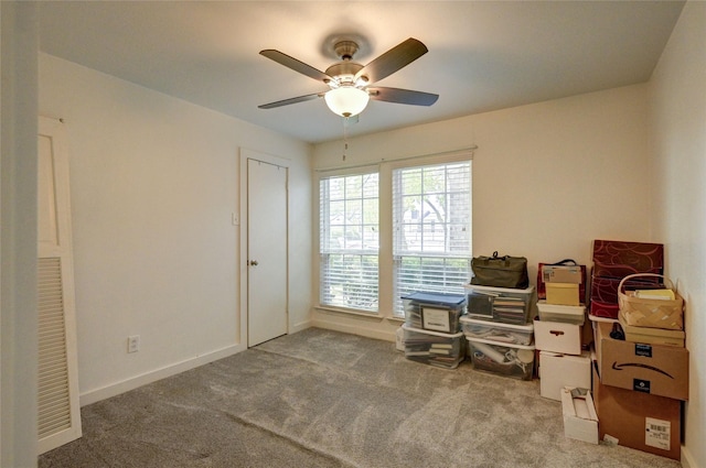 2109 Windy Dr, Garland, TX 75044 - interior space featuring baseboards, a ceiling fan, and carpet flooring