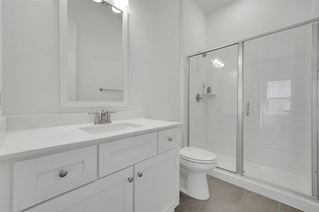 4729 Brockwell Dr, Carrollton, TX 75010 - full bath featuring tile patterned floors, toilet, a stall shower, and vanity