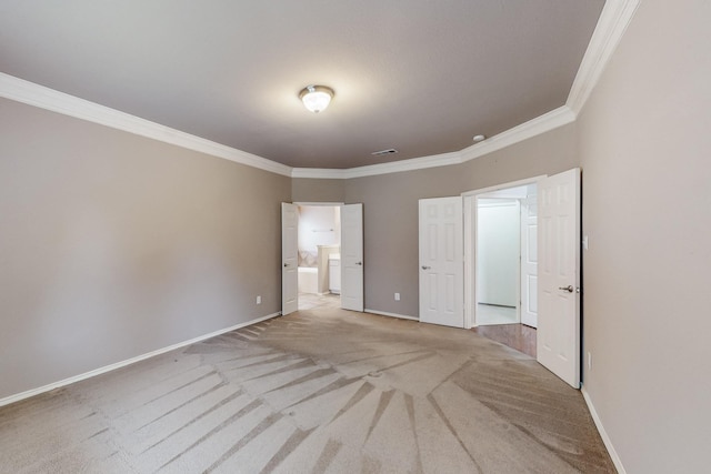 104 Bayonne Dr, Mansfield, TX 76063 - unfurnished bedroom with ornamental molding, light colored carpet, baseboards, and ensuite bathroom