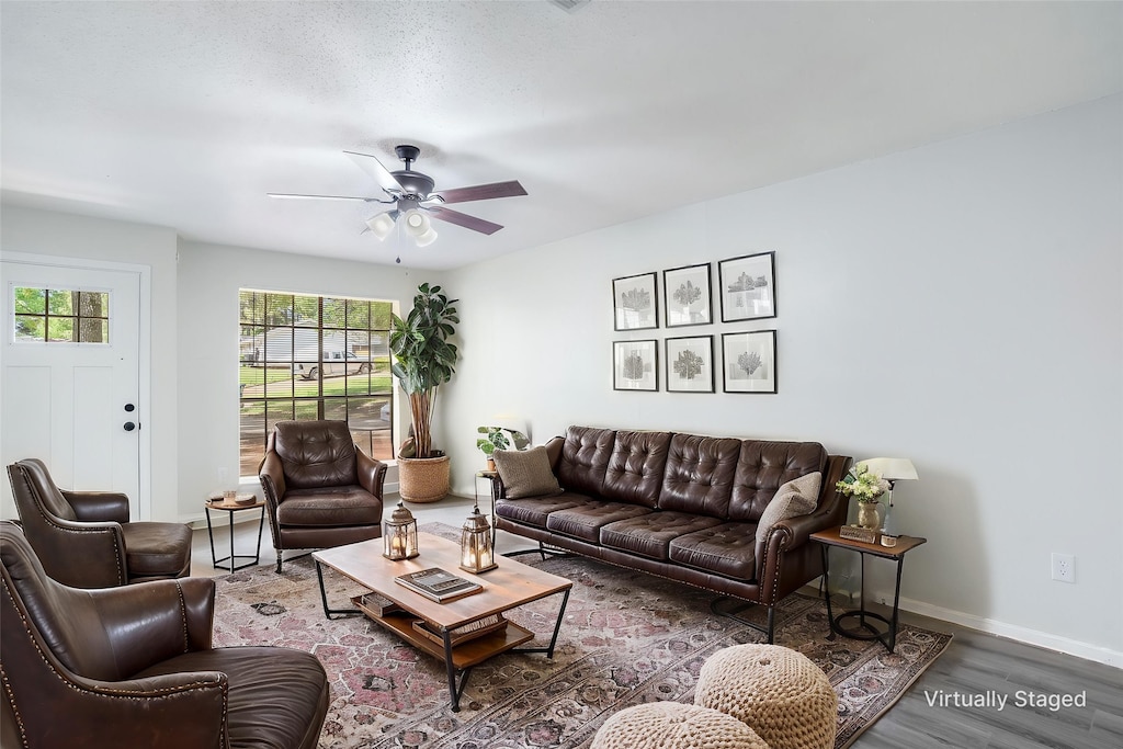 6002 Bryan Cir, Shreveport, LA 71119 - living area with a ceiling fan and wood finished floors