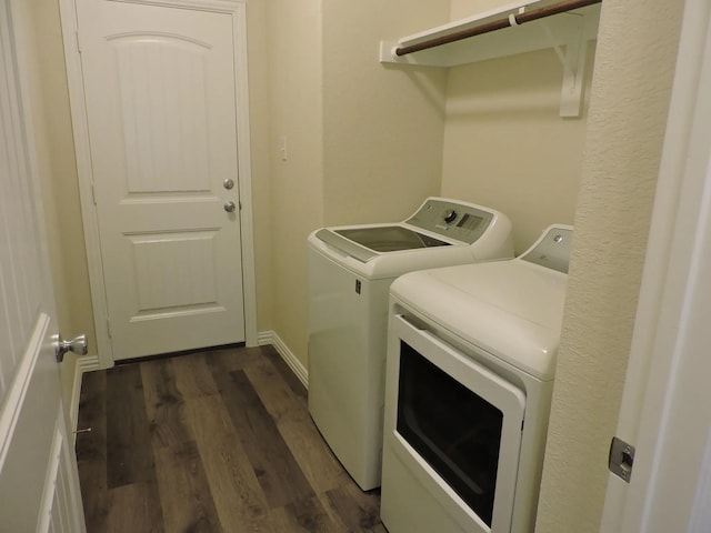 112 Westview Dr, Gun Barrel City, TX 75156 - washroom with separate washer and dryer and dark wood-style flooring