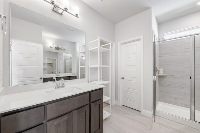 3733 Patience Blvd E, Dallas, TX 75236 - full bathroom featuring a stall shower, vanity, and visible vents