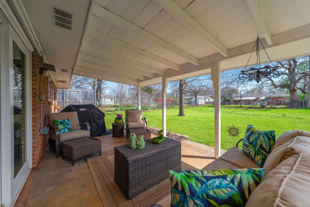 216 Belmont St, Hurst, TX 76053 - view of patio / terrace with outdoor lounge area and area for grilling