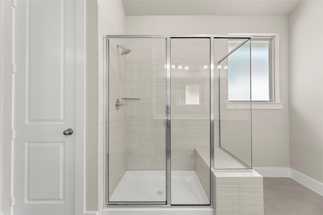 2900 Barbary, Mckinney, TX 75071 - bathroom with tile patterned floors, a shower stall, and baseboards