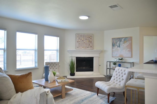 9904 Southgate Dr, Mckinney, TX 75072 - living room with wood finished floors and a fireplace with raised hearth