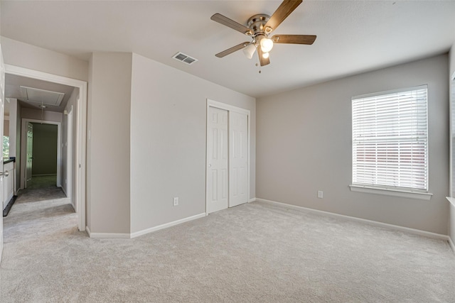4032 Guthrie Dr, Plano, TX 75024 - unfurnished bedroom with attic access, light colored carpet, a closet, and ceiling fan